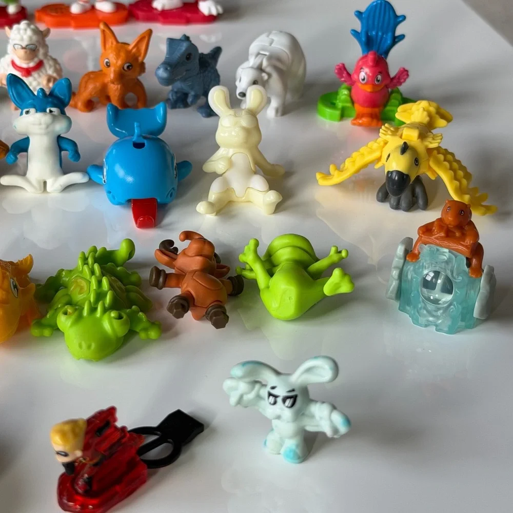 Colorful Kinder Surprise & Mix Toys Lot - 58 Animals Figurine Set